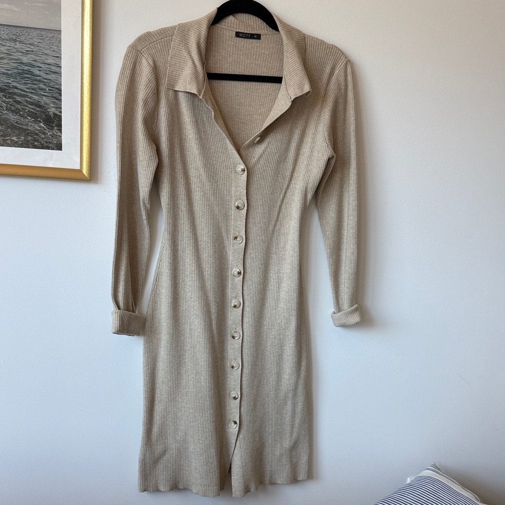 MOTF Taupe Long Sleeve Knit Dress